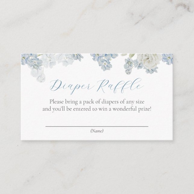 Tarjeta De Recepción Baby Boy Blue Floral Diaper Request Enclosure Card (Anverso)