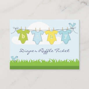 Tarjeta De Recepción Baby Boy Clothes Line Diaper Raffle Business Card
