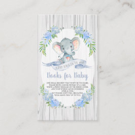 Tarjeta De Recepción Baby Boy Elephant Baby Shower trae un libro