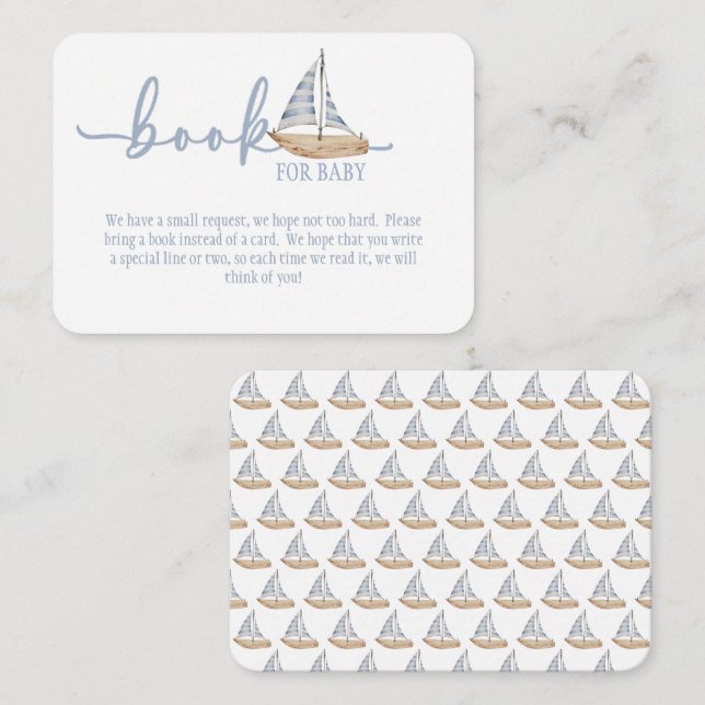 Tarjeta De Recepción Baby Boy Sail Shower Book for Baby Card (Anverso / Reverso)