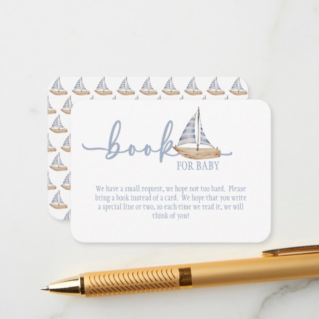 Tarjeta De Recepción Baby Boy Sail Shower Book for Baby Card (Anverso/Reverso In Situ)