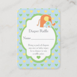 Tarjeta De Recepción  Baby Boy Shower Elephants Diaper Raffle