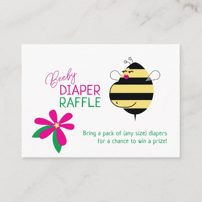 Tarjeta De Recepción Baby Bump Mom Bee Beeby Diaper Raffle (Anverso)