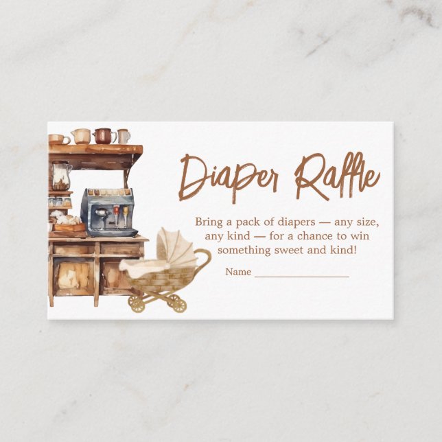 Tarjeta De Recepción Baby Coffee Baby Shower Diaper Raffle (Anverso)