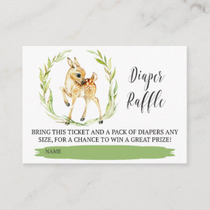 Tarjeta De Recepción Baby Deer Con El Boleto De Raffle De Green Diaper