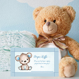Tarjeta De Recepción Baby Diaper Raffle Cute Bear Boy Shower Game