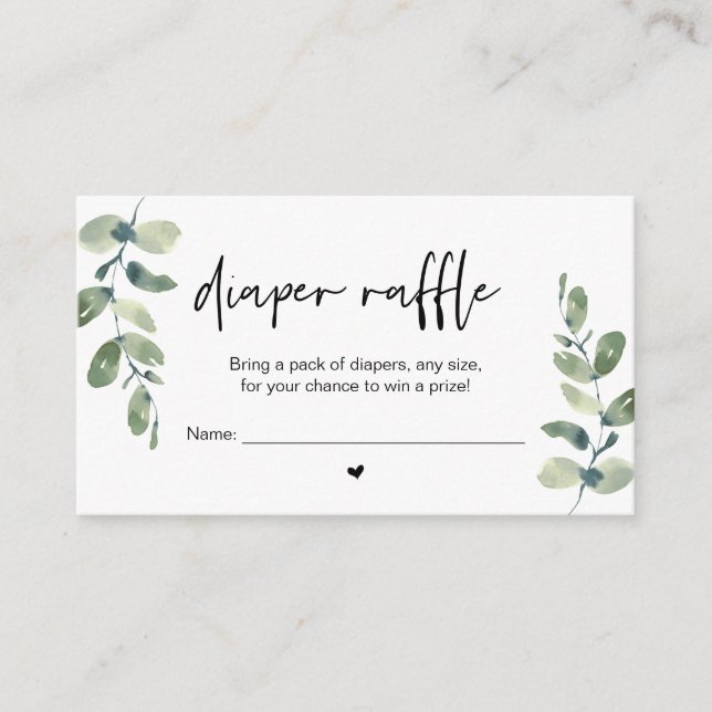 Tarjeta De Recepción Baby Diaper Raffle, gana un premio, Casual Greener (Anverso)