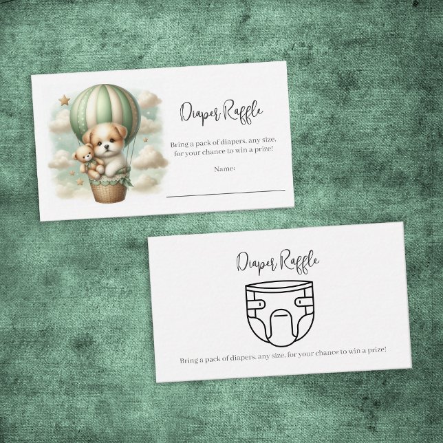 Tarjeta De Recepción Baby Diaper Raffle Puppy Adventure Hot Air Balloon (Subido por el creador)