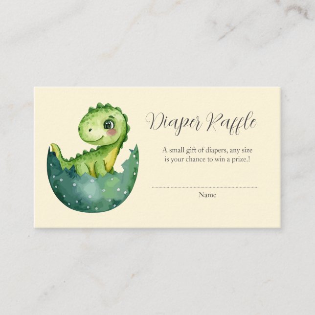 Tarjeta De Recepción Baby Dino Baby Shower Diaper Tickets (Anverso)