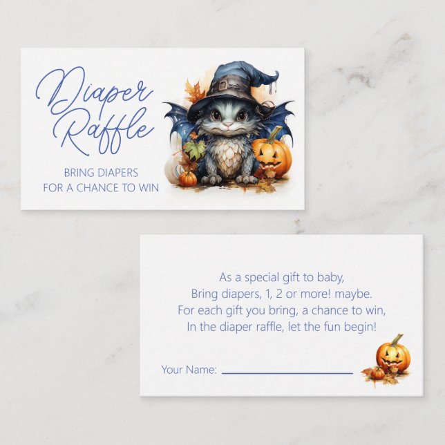Tarjeta De Recepción Baby Dragon Halloween Baby Shower Diaper Raffle (Anverso / Reverso)