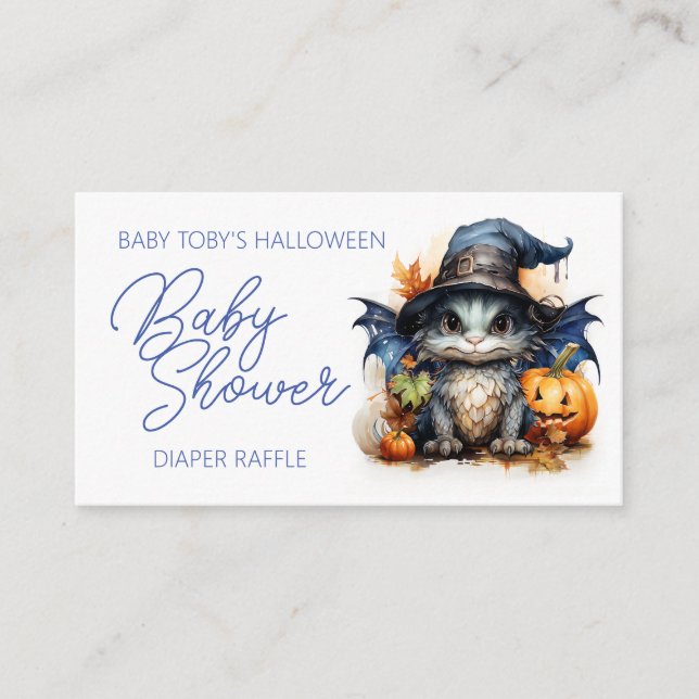 Tarjeta De Recepción Baby Dragon Halloween Baby Shower Diaper Raffle (Anverso)