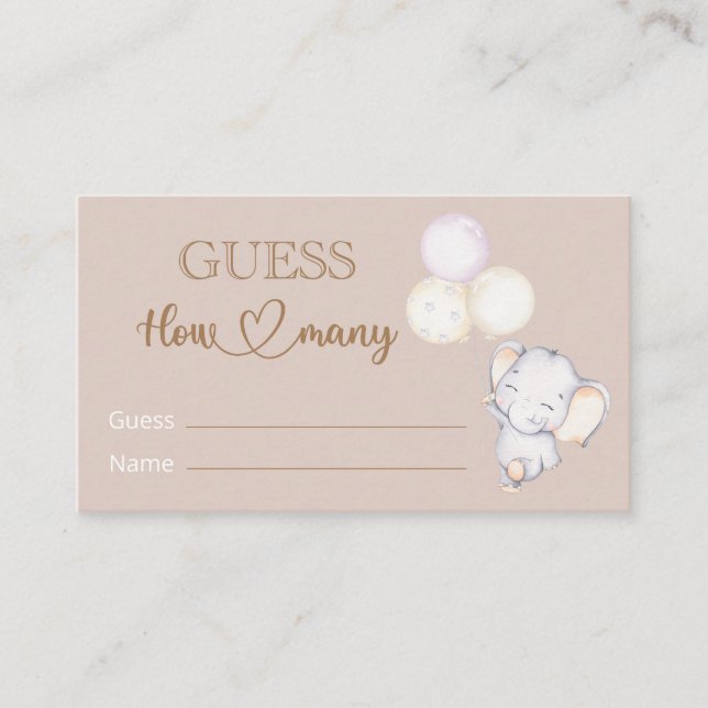 Tarjeta De Recepción Baby Elegant Baby Shower Adivina cuántos (Anverso)