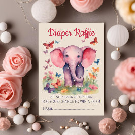 Tarjeta De Recepción Baby Elephant Baby Shower Diaper Raffle