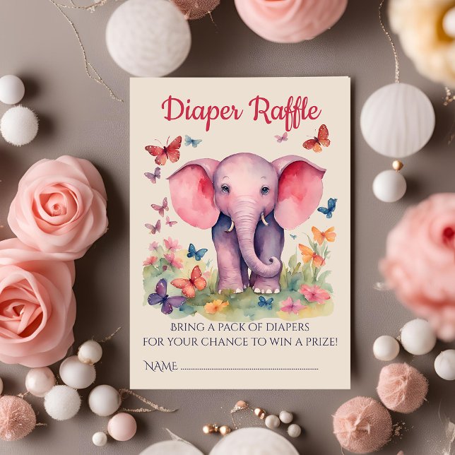 Tarjeta De Recepción Baby Elephant Baby Shower Diaper Raffle (Subido por el creador)