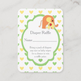 Tarjeta De Recepción  Baby Elephant Shower Diaper Raffle