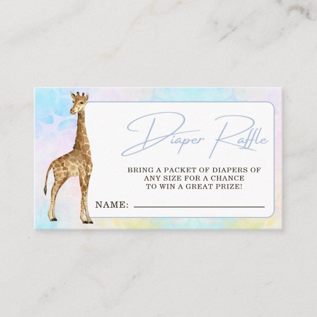 Tarjeta De Recepción Baby Giraffe Baby Shower Diaper Raffle (Anverso)