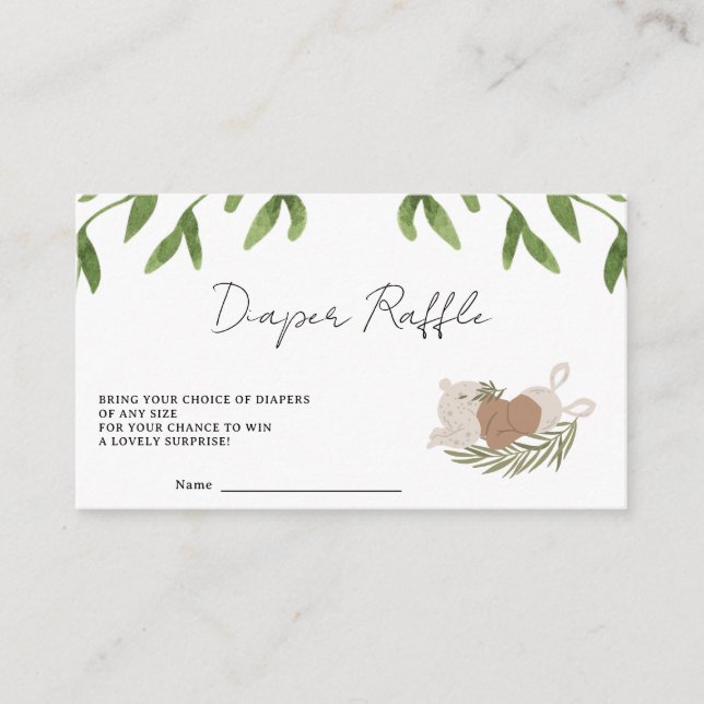 Tarjeta De Recepción Baby Girl Bunny Diaper Raffle Greeneration Spring (Anverso)