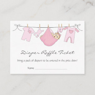 Tarjeta De Recepción Baby Girl Clothes Line Diaper Raffle Business Card