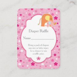 Tarjeta De Recepción  Baby Girl Shower Diaper Raffle Elephants