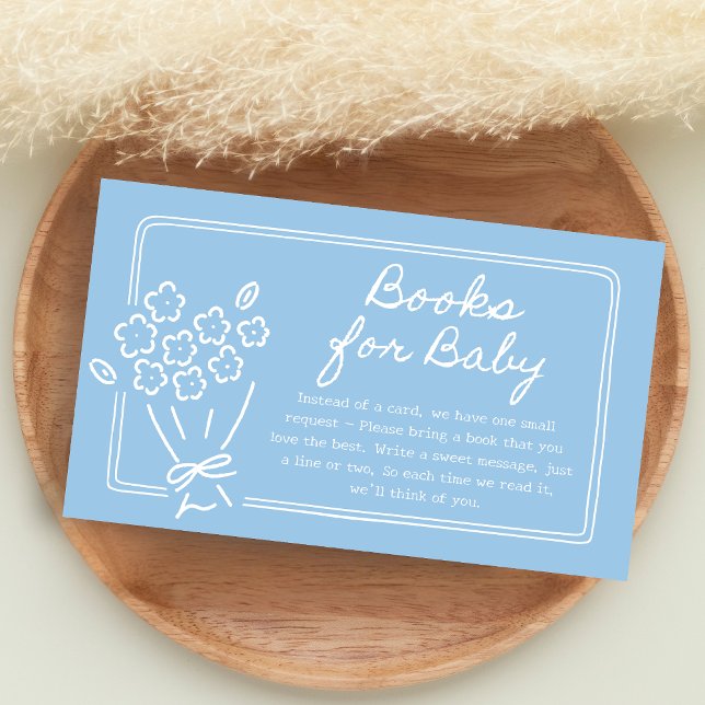Tarjeta De Recepción Baby In Bloom Baby Shower (Blue Hand Drawn Baby in Bloom Baby Shower Books for Baby)