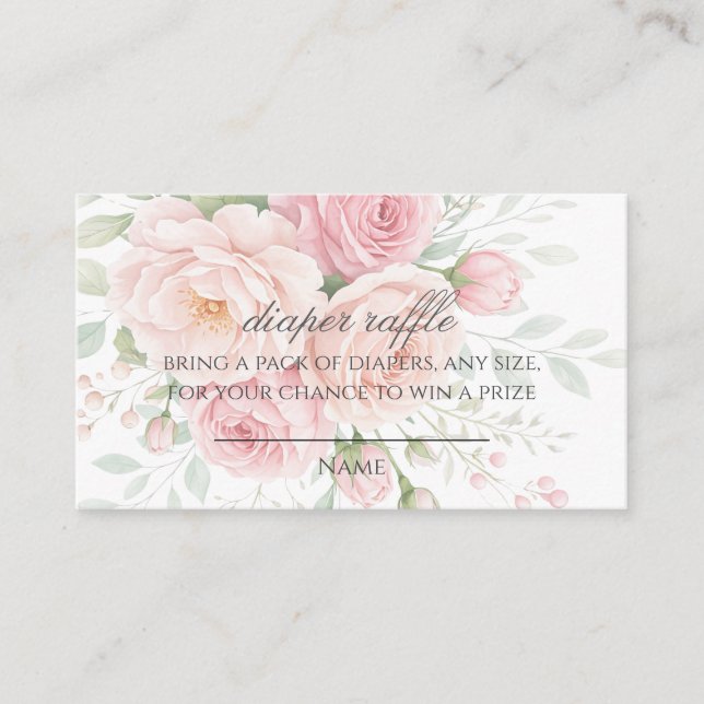 Tarjeta De Recepción Baby in bloom diaper raffle baby shower game (Anverso)