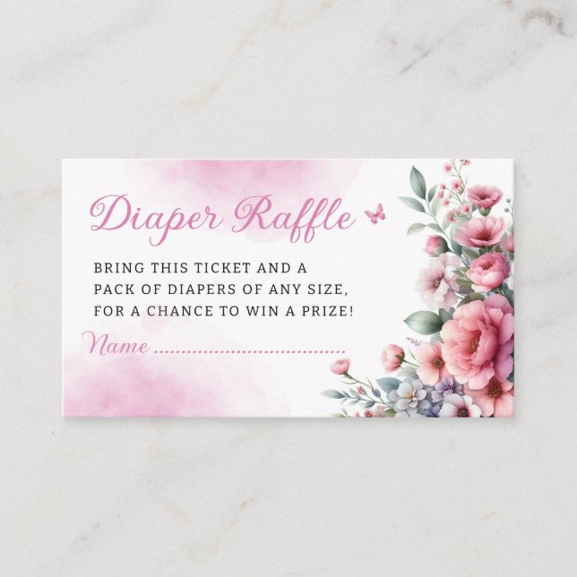 Tarjeta De Recepción Baby In Bloom Floral Baby ducha diaper raffre (Anverso)