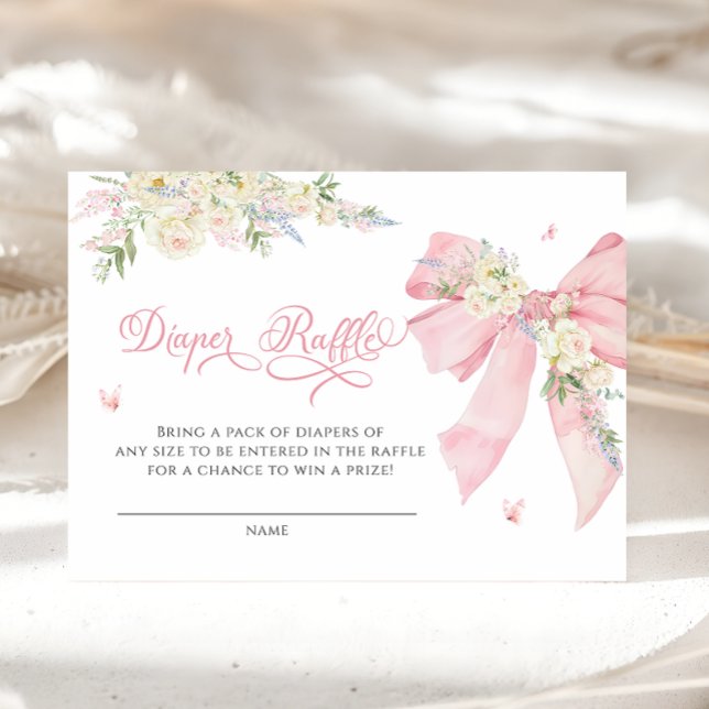 Tarjeta De Recepción Baby In Bloom Pink Bow Floral Diaper Ticket (Subido por el creador)