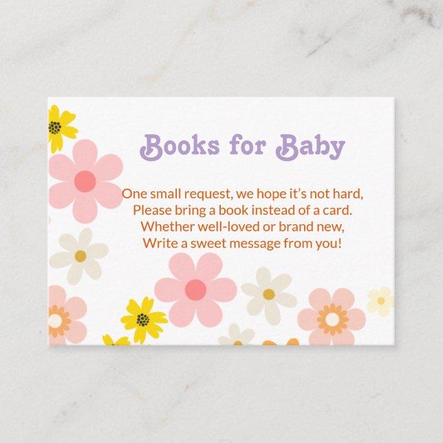 Tarjeta De Recepción Baby In Bloom Retro Baby Shower Book For Baby (Anverso)