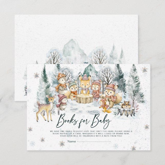 Tarjeta De Recepción Baby Its Cold Outside Baby Shower Woodland Books  (Anverso / Reverso)