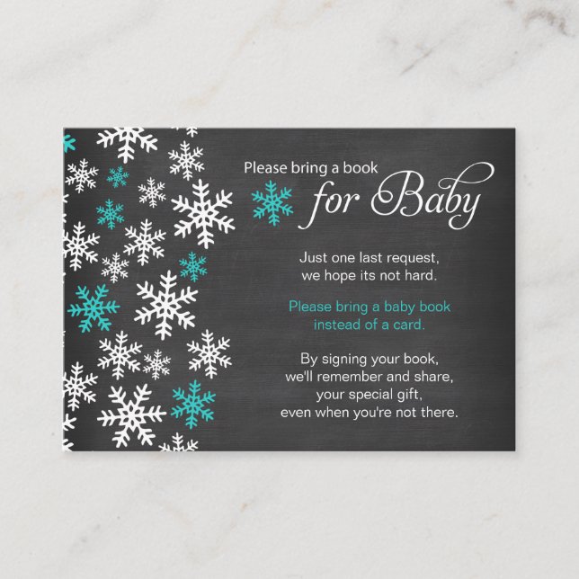 Tarjeta De Recepción Baby It's Cold Outside Chalkboard Turquoise Book (Anverso)