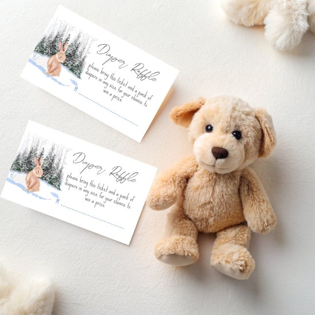 Tarjeta De Recepción Baby It's Frold Outwinter bunny diaper raffle (Baby It's Cold Outside winter baby shower woodlands cute bunny diaper raffle Enclosure Card)