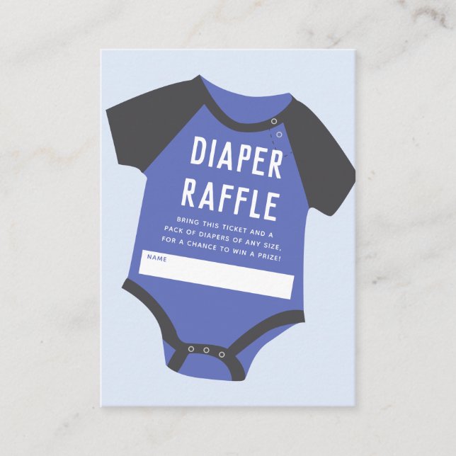 Tarjeta De Recepción Baby Jumpsuit | Azul | Diaper Raffle (Anverso)