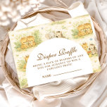 Tarjeta De Recepción Baby Jungle Animals Diapper Raffle<br><div class="desc">A sweet storybook-style safari design featuring gentle watercolor baby animals including lions, giraffes, and elephants surrounded by soft jungle greenery and delicate botanical details. The warm neutral palette of cream, honey gold, and soft olive creates a timeless nature-inspired aesthetic, while the elegant arched layout leaves beautiful space for personalized event...</div>