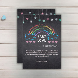 Tarjeta De Recepción Baby Love Chalkboard Hearts & Rainbow Baby Shower
