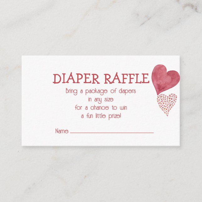 Tarjeta De Recepción Baby Love Valentine Theme Diaper Raffle Card (Anverso)