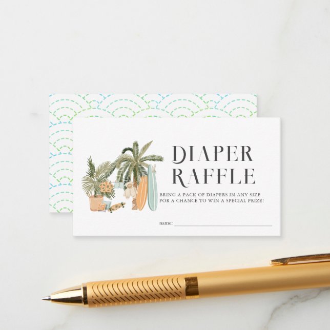 Tarjeta De Recepción Baby on Board Baby Shower Diaper Raffle Ticket (Anverso/Reverso In Situ)