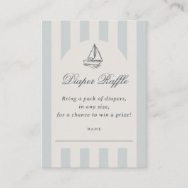 Tarjeta De Recepción Baby On Board Elegant Blue Sailboat Diaper Raffle