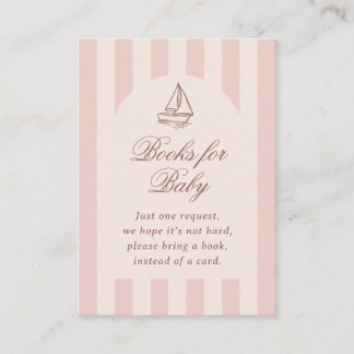 Tarjeta De Recepción Baby On Board Elegant Pink Sailboat Books For Baby