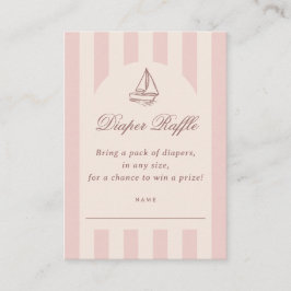 Tarjeta De Recepción Baby On Board Elegant Pink Sailboat Diaper Raffle