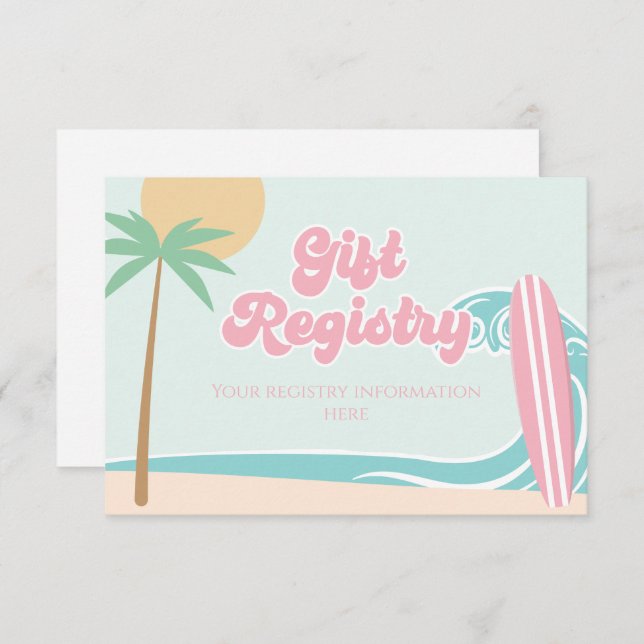 Tarjeta De Recepción Baby on Board Surfing Baby Shower Registry (Anverso / Reverso)