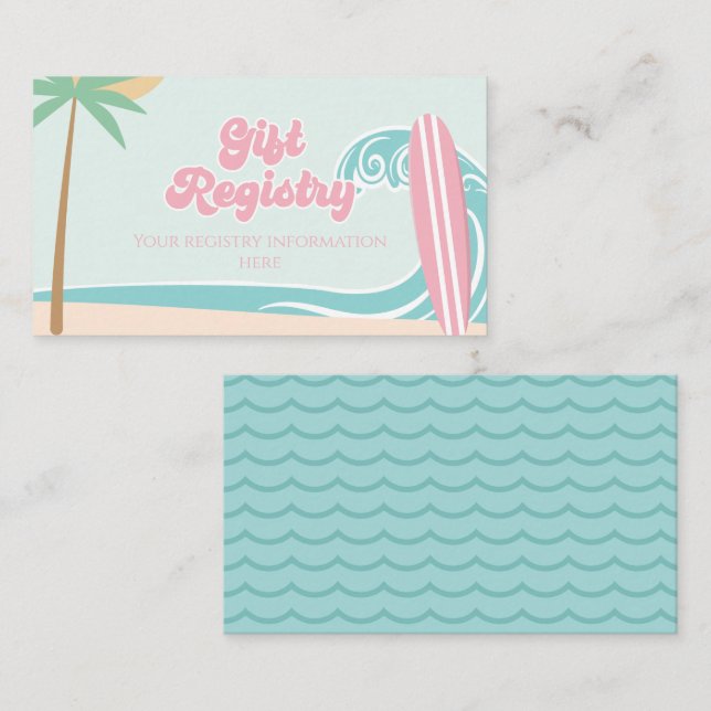 Tarjeta De Recepción Baby on Board Surfing Baby Shower Registry (Anverso / Reverso)