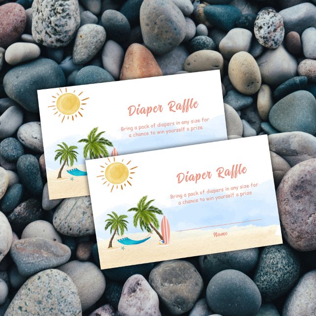 Tarjeta De Recepción Baby On Board Surfing Diaper Raffle Baby Shower (Baby On Board Surfing Diaper Raffle Baby Shower Enclosure Card)