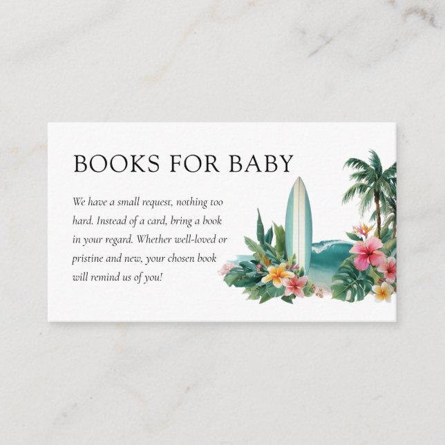 Tarjeta De Recepción Baby on Board Tropical Beach Baby Shower Books (Anverso)
