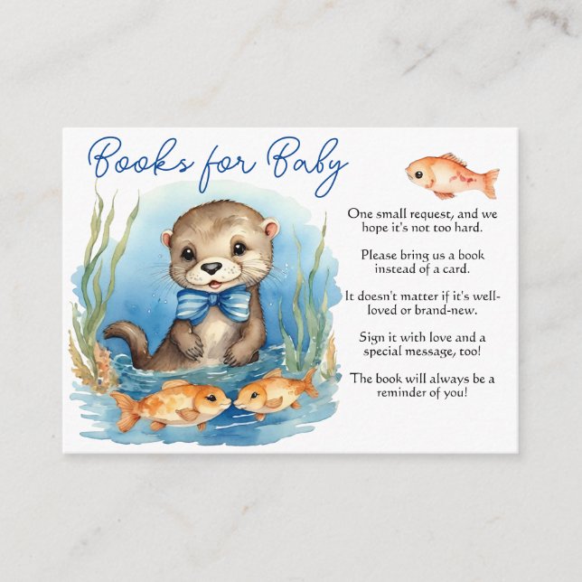 Tarjeta De Recepción Baby Otter Boy Books para el bebé (Anverso)