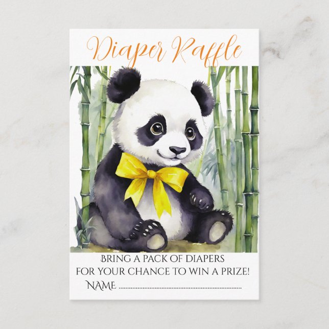 Tarjeta De Recepción Baby Panda Baby Shower Diaper Raffle (Anverso)