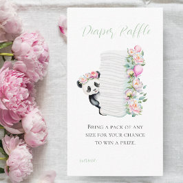 Tarjeta De Recepción Baby Panda Peonies Jungle Baby Diaper Raffle