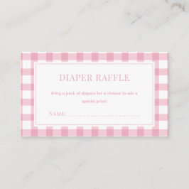 Tarjeta De Recepción Baby Pink Gingham Chica Baby Shower Diaper Raffle