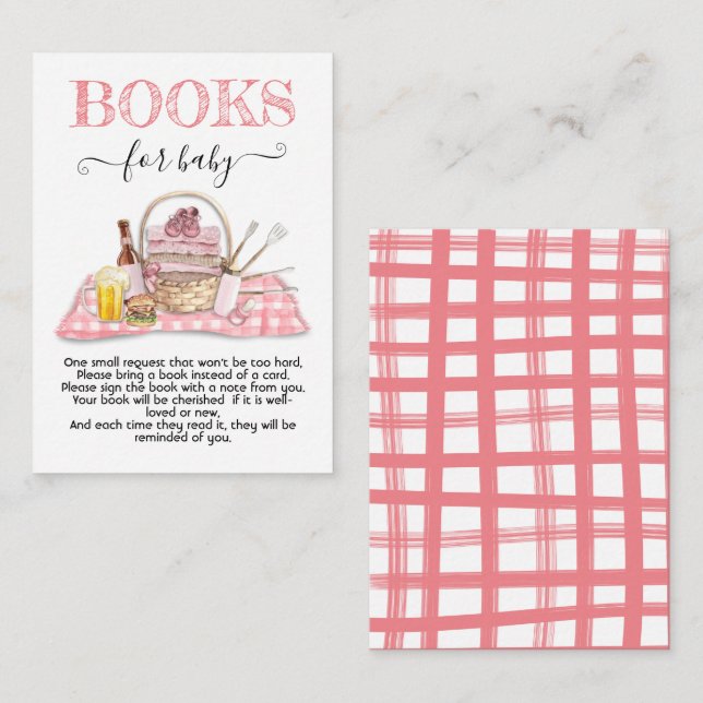 Tarjeta De Recepción Baby Q Barbecue Ducha Pink Books para bebé (Anverso / Reverso)