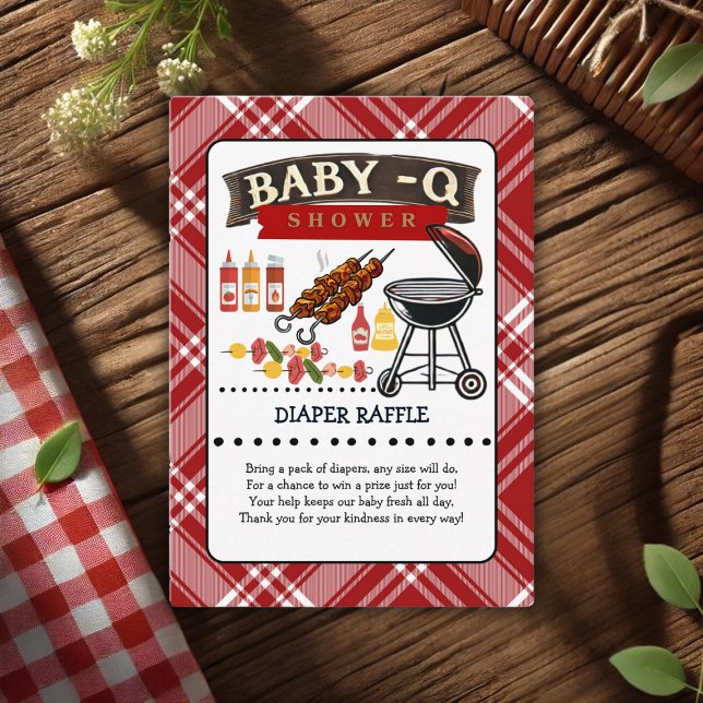 Tarjeta De Recepción Baby-Q Checkered Red & Black Grill Baby Shower (Subido por el creador)