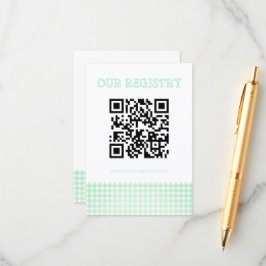 Tarjeta De Recepción Baby-Q Mint Green Gingham Baby Shower Registry
